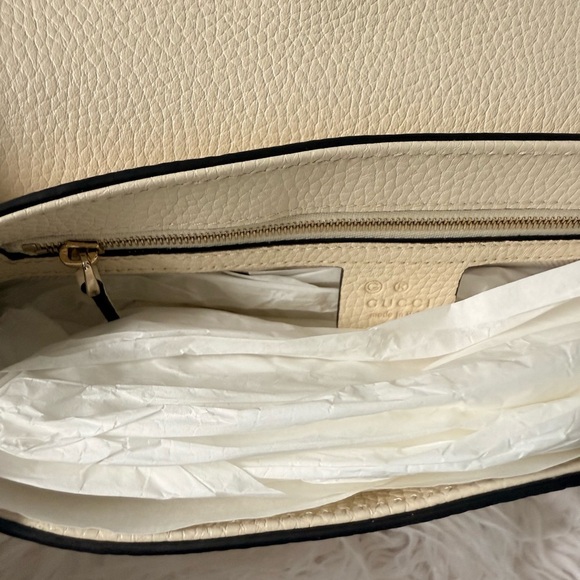 NEW Gucci Soho Off White Leather‎ Handbag Crossbody Clutch Ivory Made in Italy - Picture 7 of 16